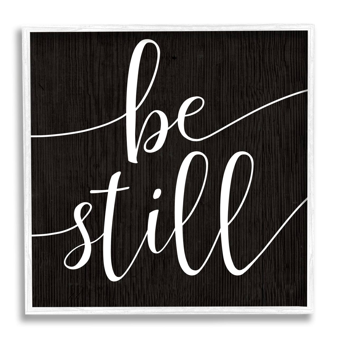 Stupell Industries Be Still Family Phrase Minimal Calligraphy Black Framed Wall Art